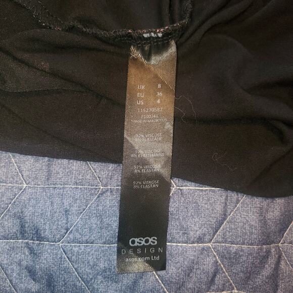 Asos Design Size 4 Waisted Midi Dark Floral Tea Dress 90s Y2K Phoebe Buffay FLAW - Picture 8 of 10